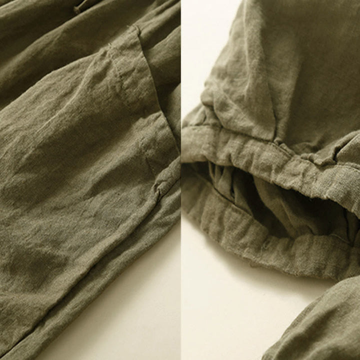 Buddha Stones Commute レディース プレーン ハーレム カプリ コットン パンツ ポケット付き - image 4