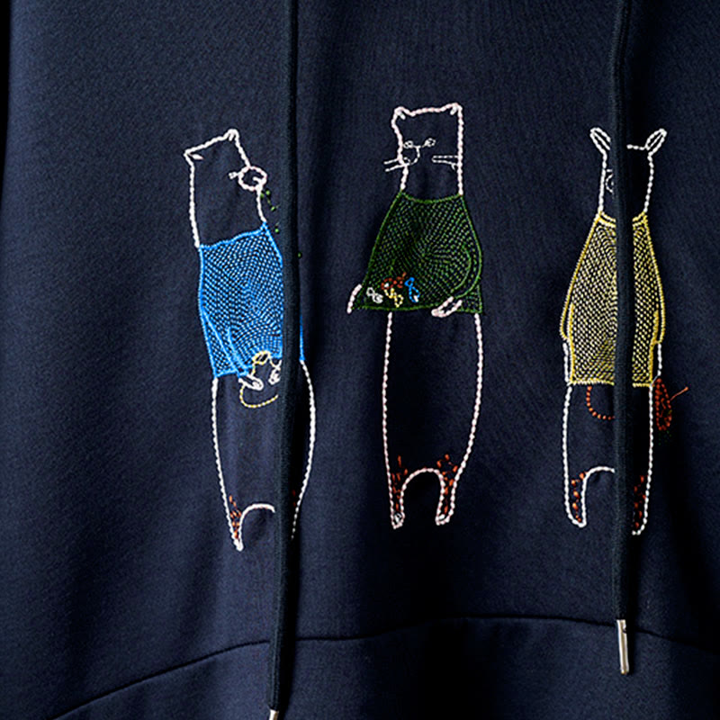 Buddha Stones秋 刺繍 ベア 長袖 レディース パーカー - image 6