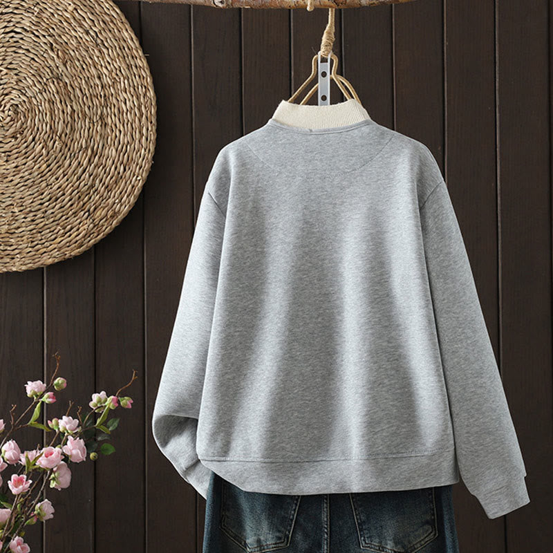 Buddha Stonesシンプル無地 Vネック ボタンダウンデザイン レディース コットン 長袖ジャケット - image 7