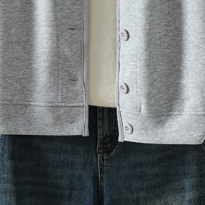 Buddha Stonesシンプル無地 Vネック ボタンダウンデザイン レディース コットン 長袖ジャケット - image 12