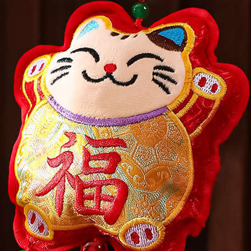 Buddha Stones刺繍 午年福文字 銅貨型赤紐吊り下げ装飾 - image 12