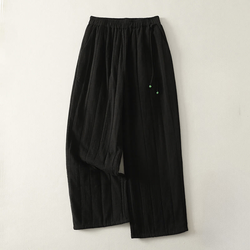 Buddha Stones無地 コットン ポリエステル 厚手 レディース パンツ ポケット付き - 黒 - US8-10，UK/AU12-14，EU40-42 (2XL) - image 8