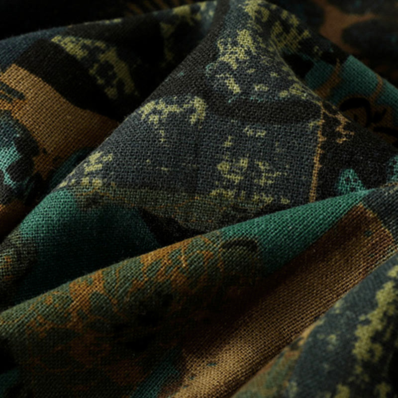 Buddha Stones秋 幾何学模様 パッチワーク Vネック レディース 長袖Tシャツ ポケット付き - image 15