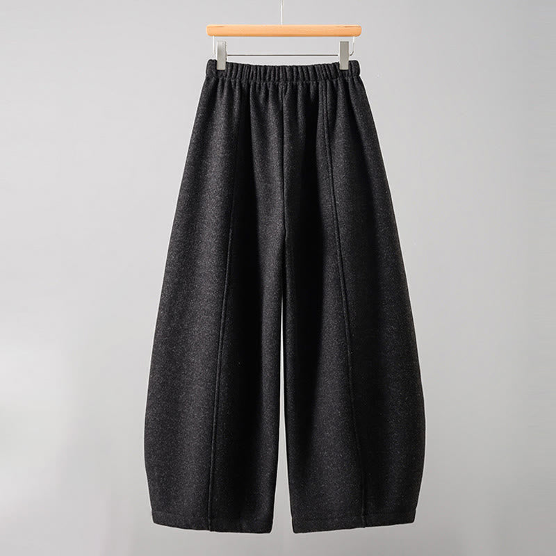 Buddha Stones無地コットン レースアップデザイン 厚手レディースパンツ ポケット付き - image 1
