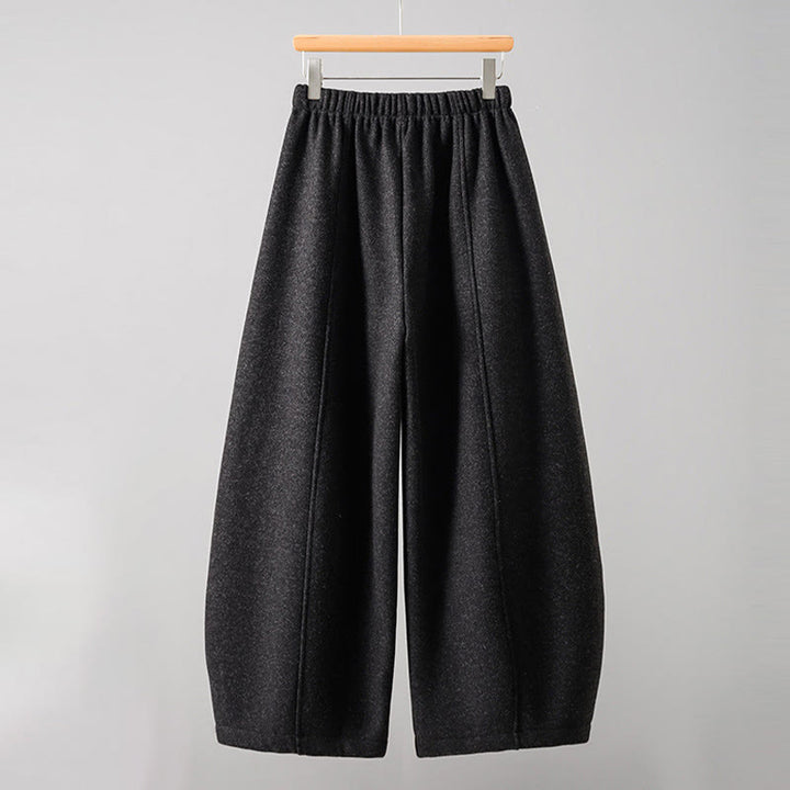 Buddha Stones無地コットン レースアップデザイン 厚手レディースパンツ ポケット付き - image 1