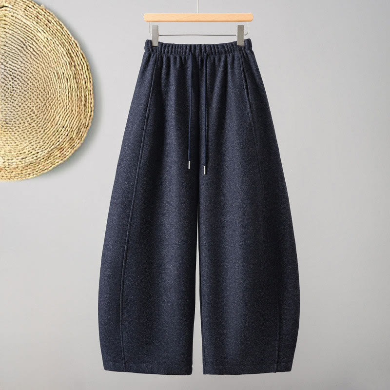 Buddha Stones無地コットン レースアップデザイン 厚手レディースパンツ ポケット付き - ミッドナイトブルー - US8-10，UK/AU12-14，EU40-42 (2XL) - image 7