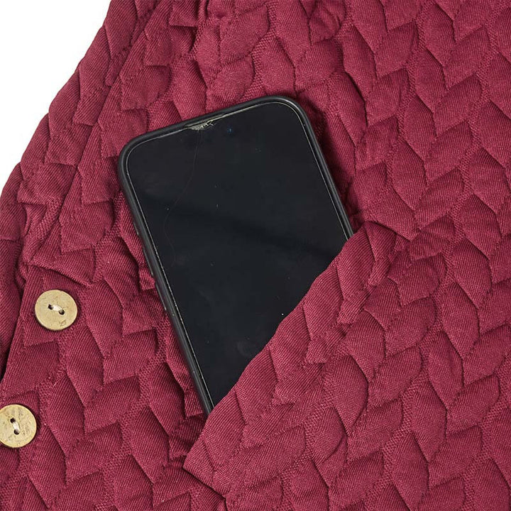 Buddha Stones秋の小麦の穂柄ミドル丈デザインレディース長袖フード付きコートポケット付き - image 3