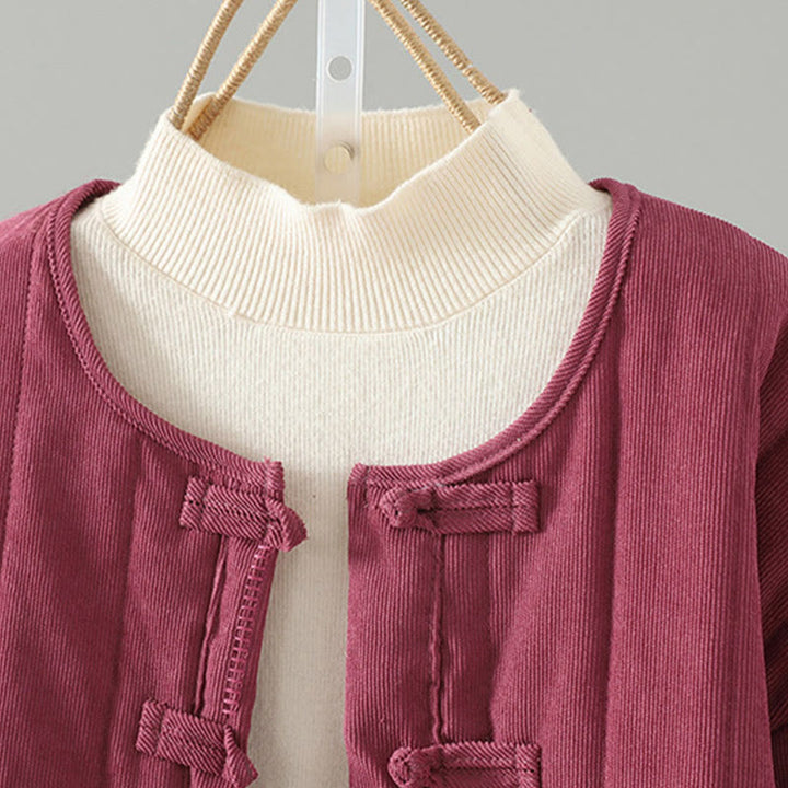 Buddha Stonesシンプルプレーンフロッグボタンレディースコットンロングスリーブジャケット - image 17