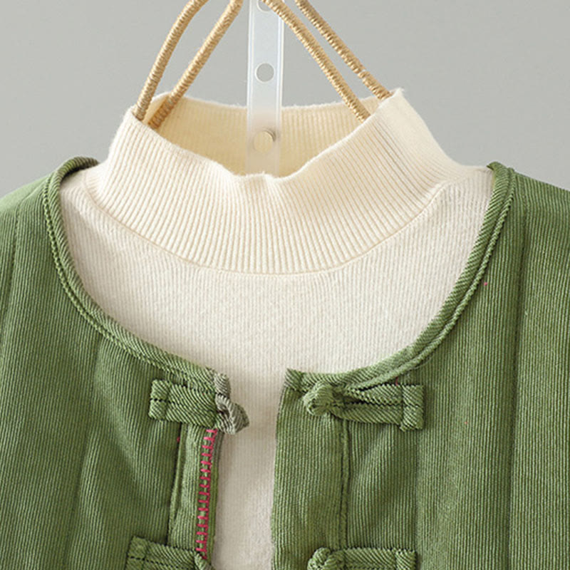 Buddha Stonesシンプルプレーンフロッグボタンレディースコットンロングスリーブジャケット - image 11