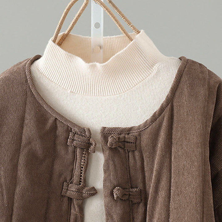 Buddha Stonesシンプルプレーンフロッグボタンレディースコットンロングスリーブジャケット - image 2