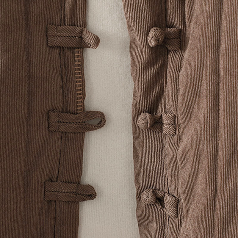 Buddha Stonesシンプルプレーンフロッグボタンレディースコットンロングスリーブジャケット - image 4