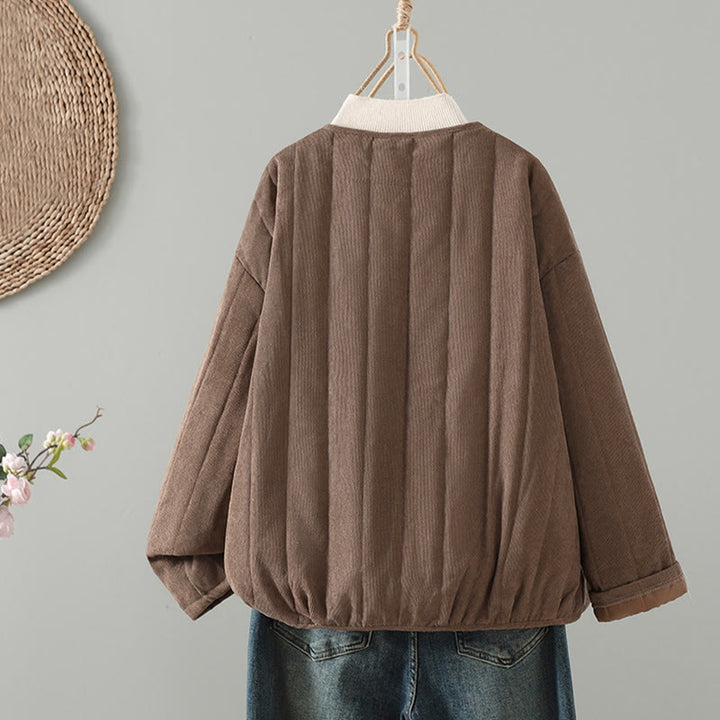 Buddha Stonesシンプルプレーンフロッグボタンレディースコットンロングスリーブジャケット - image 1