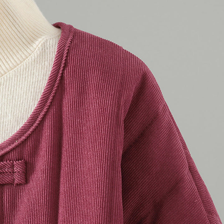 Buddha Stonesシンプルプレーンフロッグボタンレディースコットンロングスリーブジャケット - image 16