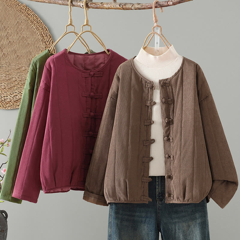 Buddha Stonesシンプルプレーンフロッグボタンレディースコットンロングスリーブジャケット - image 20