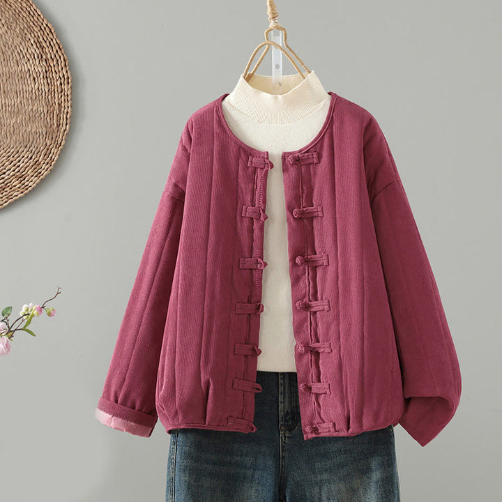 Buddha Stonesシンプルプレーンフロッグボタンレディースコットンロングスリーブジャケット - ディープピンク - US14、 UK/AU18、 EU46 (2XL) - image 15