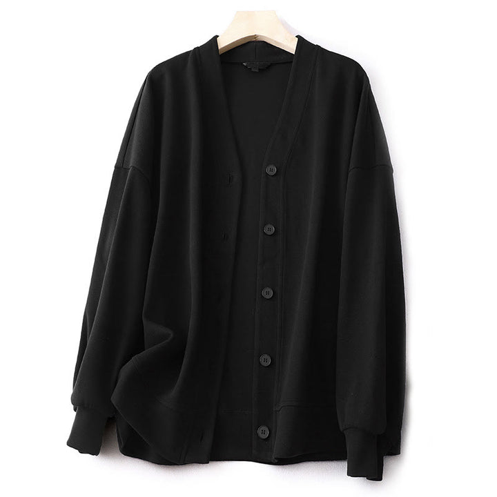 Buddha Stonesプレーンボタン レディース コットン ロングスリーブ ジャケット - 黒 - US12、 UK/AU16、 EU44 (2XL) - image 10