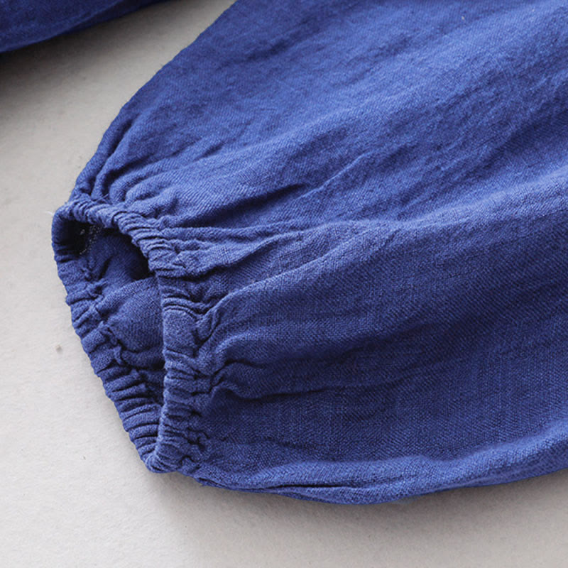 Buddha Stonesプレーン ロングスリーブ コットン ミディドレス ポケット付き - image 6