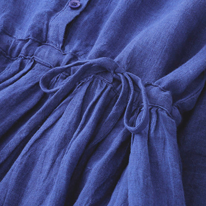 Buddha Stonesプレーン ロングスリーブ コットン ミディドレス ポケット付き - image 5