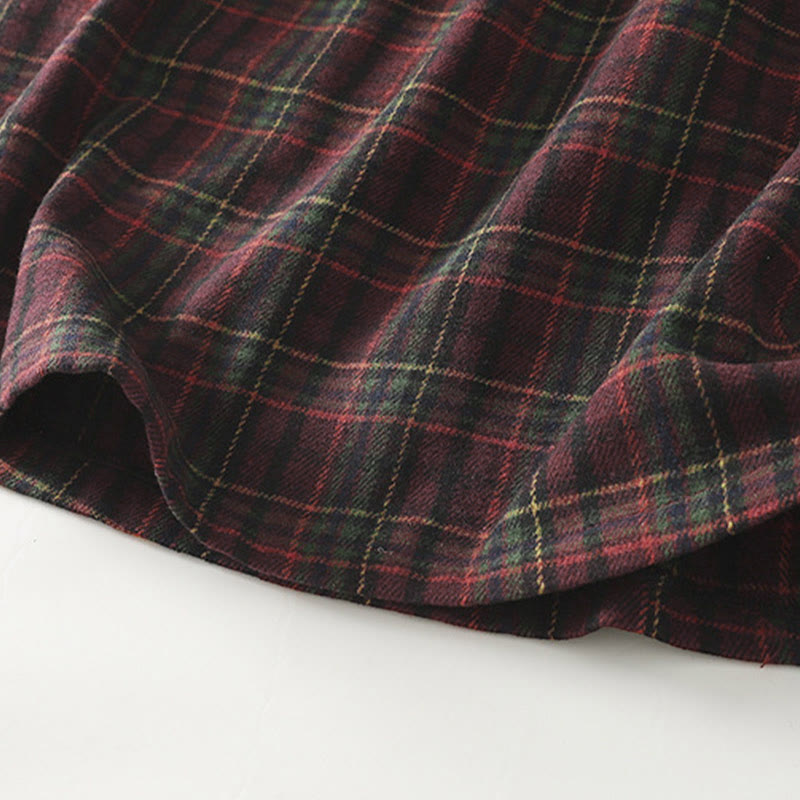 Buddha Stones春秋レディースチェック柄コットンスカート ポケット付き - image 5