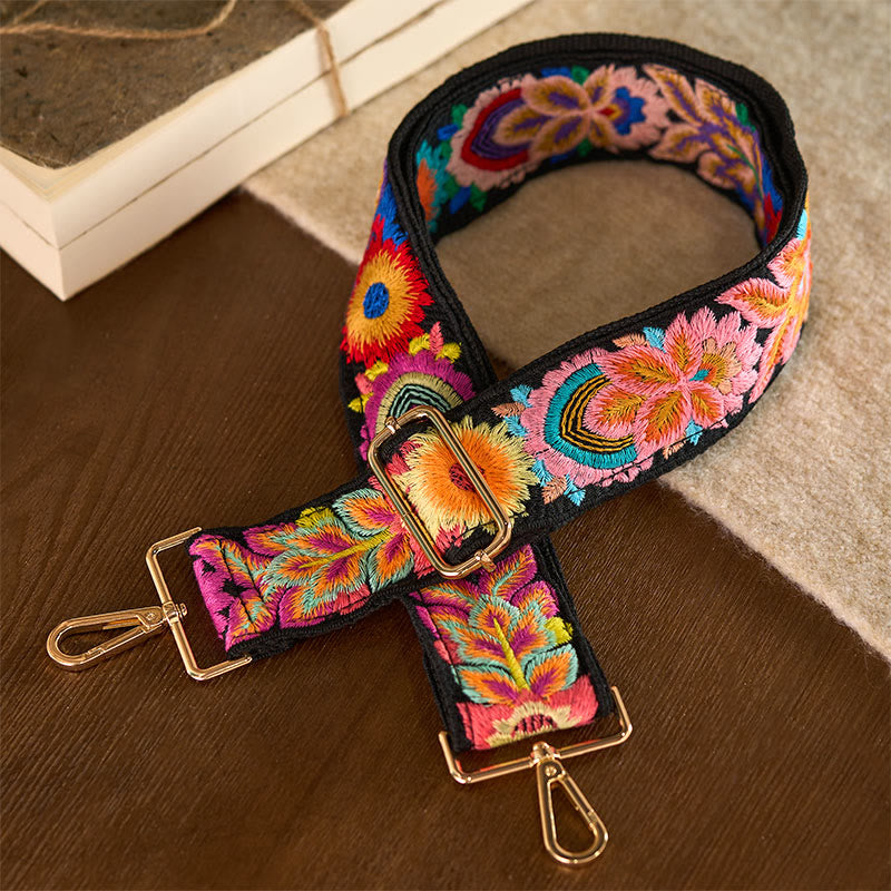 Buddha Stonesマルチカラーフラワー刺繍 調節可能なハンドバッグ クロスボディ ショルダーバッグ ストラップ - image 3