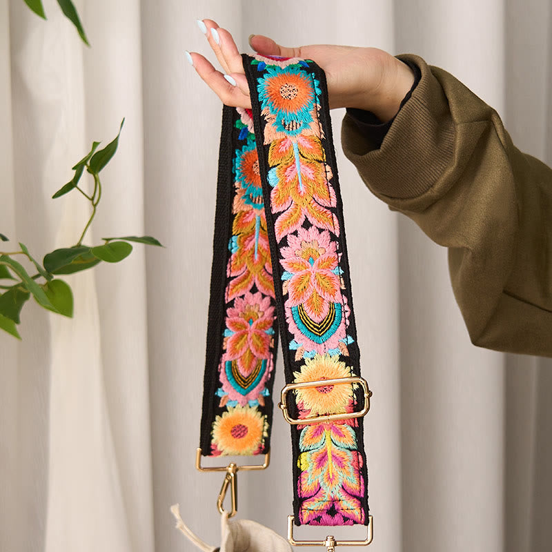 Buddha Stonesマルチカラーフラワー刺繍 調節可能なハンドバッグ クロスボディ ショルダーバッグ ストラップ - image 2