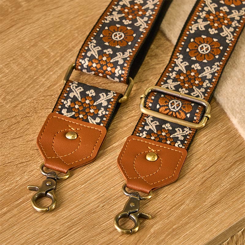 Buddha Stonesブラウン フラワー ジャカード 調節可能 ハンドバッグ クロスボディ ショルダーバッグ ストラップ - image 4