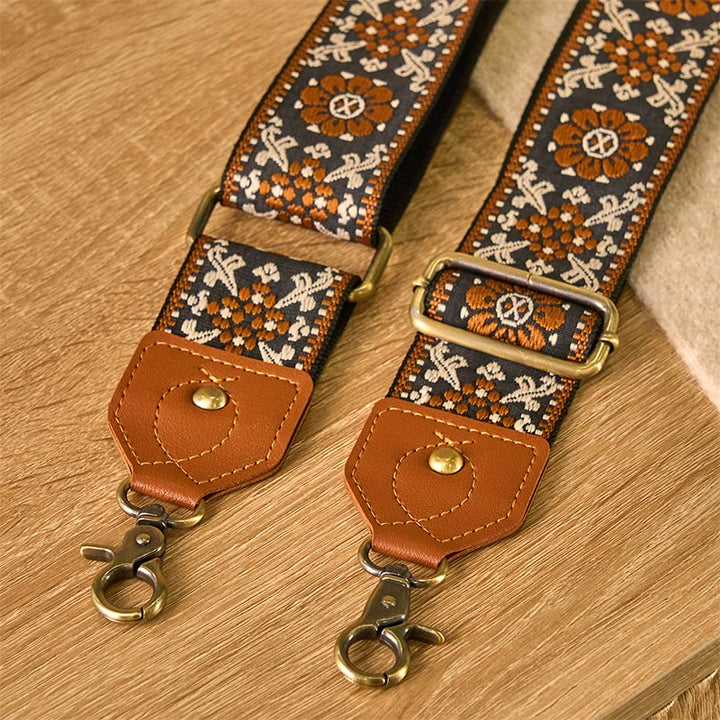 Buddha Stonesブラウン フラワー ジャカード 調節可能 ハンドバッグ クロスボディ ショルダーバッグ ストラップ - image 4