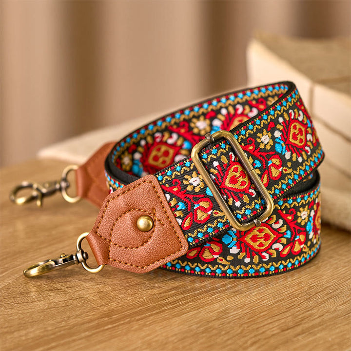 Buddha Stonesブラウン ブラック サフラワー ジャカード 調節可能 ハンドバッグ クロスボディ ショルダーバッグ ストラップ - image 3