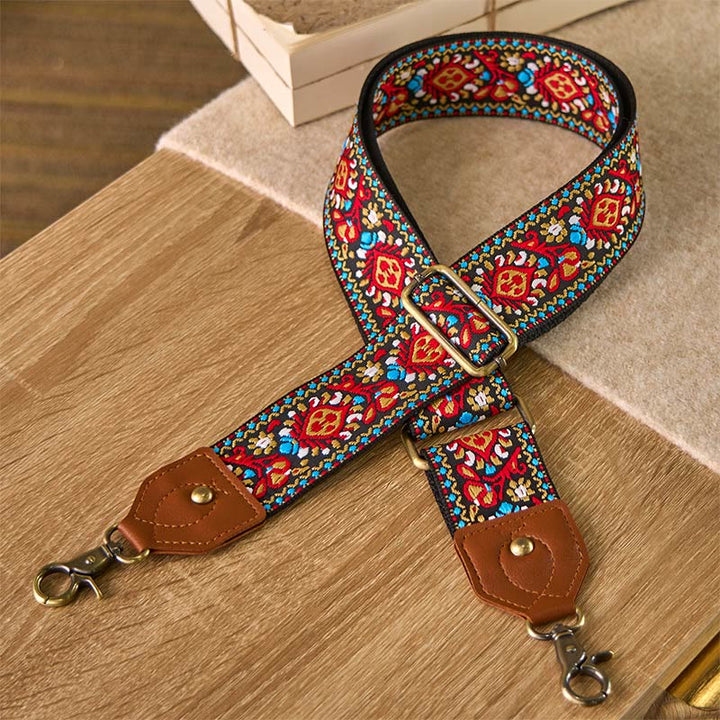 Buddha Stonesブラウン ブラック サフラワー ジャカード 調節可能 ハンドバッグ クロスボディ ショルダーバッグ ストラップ - image 2