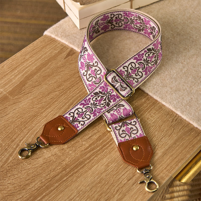 Buddha Stonesの花の幾何学模様の刺繍が施された調節可能なハンドバッグ、クロスボディショルダーバッグのストラップ交換用 - ピンク - 80～140cm×5cm - image 10