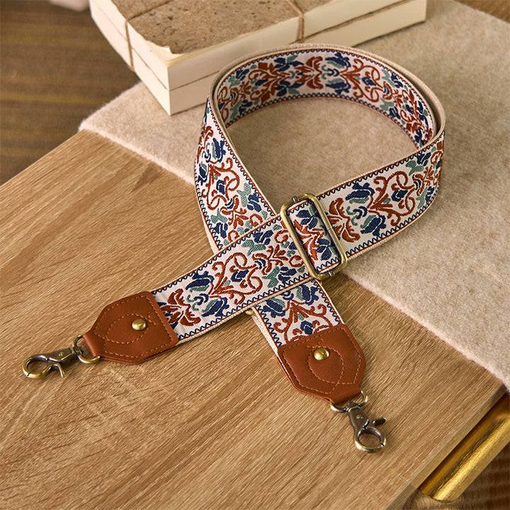 Buddha Stonesの花の幾何学模様の刺繍が施された調節可能なハンドバッグ、クロスボディショルダーバッグのストラップ交換用 - カーキ - 80～140cm×5cm - image 15