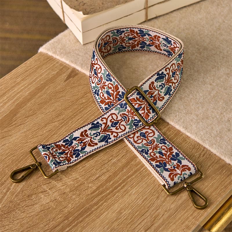 Buddha Stonesボヘミアンフラワー幾何学模様刺繍調節可能なハンドバッグクロスボディショルダーバッグ財布ストラップ交換用 - カーキ - 75～135cm×5cm - image 9