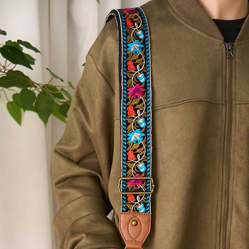 Buddha Stonesボヘミアンフラワーつる幾何学模様刺繍調節可能なハンドバッグクロスボディショルダーバッグ財布ストラップ交換用 - image 6