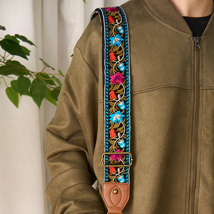 Buddha Stonesボヘミアンフラワーつる幾何学模様刺繍調節可能なハンドバッグクロスボディショルダーバッグ財布ストラップ交換用 - image 6