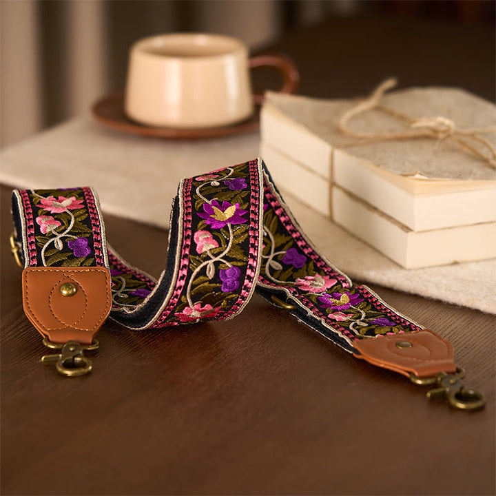 Buddha Stonesボヘミアンフラワーつる幾何学模様刺繍調節可能なハンドバッグクロスボディショルダーバッグ財布ストラップ交換用 - image 26