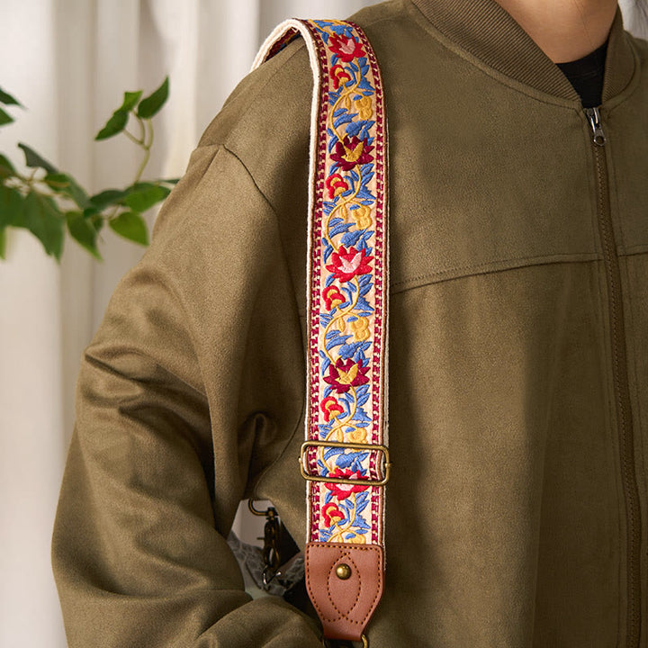 Buddha Stonesボヘミアンフラワーつる幾何学模様刺繍調節可能なハンドバッグクロスボディショルダーバッグ財布ストラップ交換用 - image 13