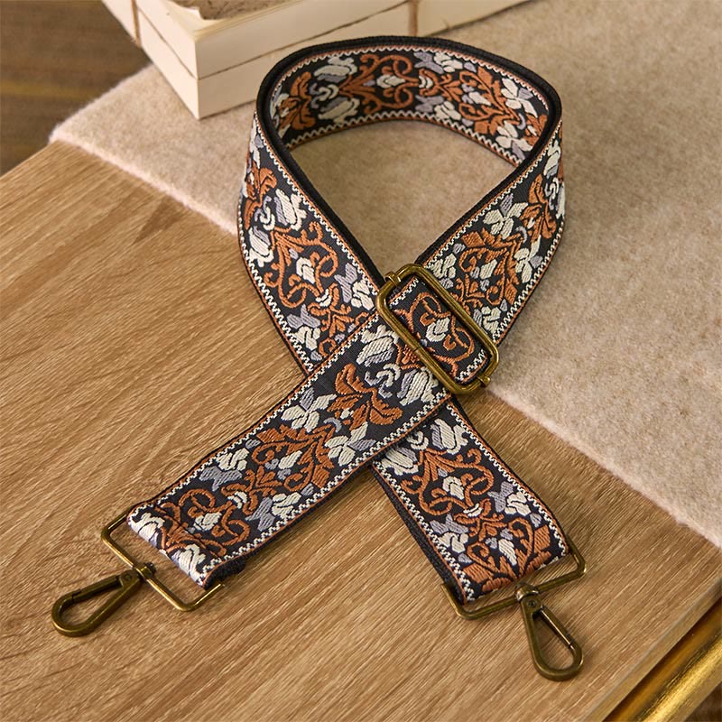 Buddha Stonesボヘミアン ブラウン フラワー ヴァイン 調節可能 ハンドバッグ クロスボディ ショルダーバッグ ストラップ 交換用 - 茶色 - 70～135cm×5cm - image 0