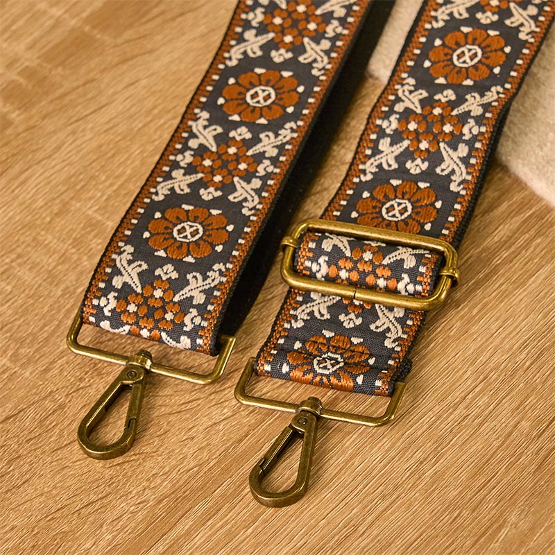 Buddha Stonesボヘミアン ブラウン フラワー 幾何学模様 調節可能 ハンドバッグ クロスボディ ショルダーバッグ ストラップ 交換用 - image 4