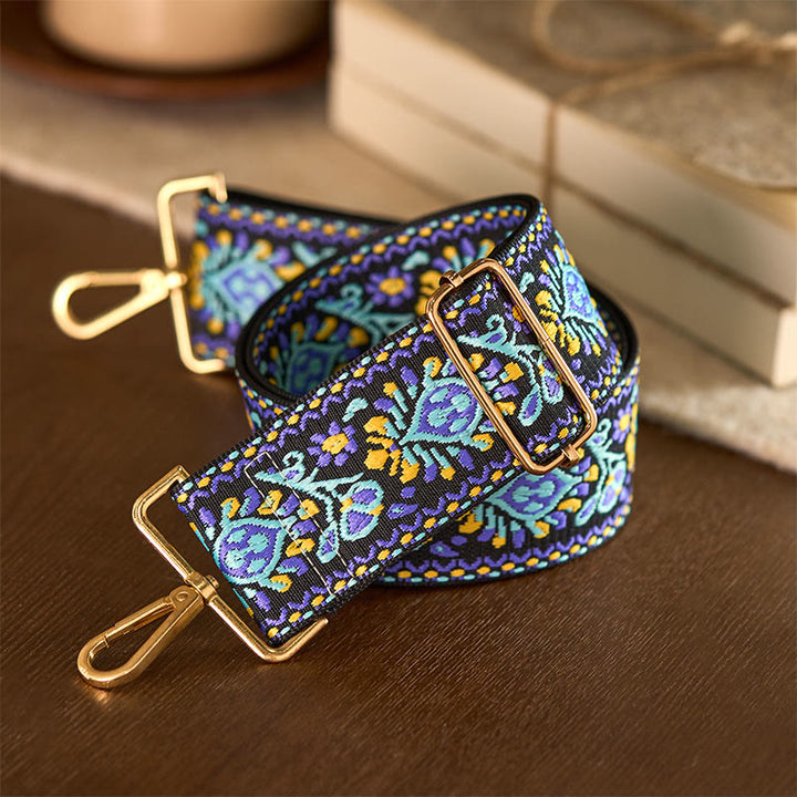 Buddha Stonesボヘミアンフラワー幾何学模様ストライプ刺繍調節可能ハンドバッグクロスボディショルダーバッグ財布ストラップ交換用 - image 4