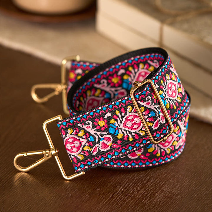 Buddha Stonesボヘミアンフラワー幾何学模様ストライプ刺繍調節可能ハンドバッグクロスボディショルダーバッグ財布ストラップ交換用 - image 14