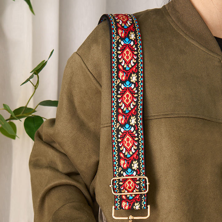 Buddha Stonesボヘミアンフラワー幾何学模様ストライプ刺繍調節可能ハンドバッグクロスボディショルダーバッグ財布ストラップ交換用 - image 23