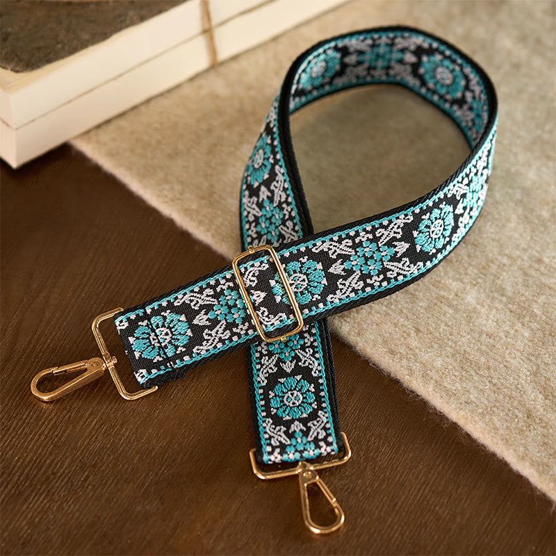 Buddha Stonesボヘミアン ラウンドフラワー 幾何学模様 刺繍 調節可能 ハンドバッグ クロスボディ ショルダーバッグ 財布 ストラップ 交換用 - image 1