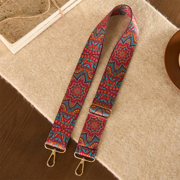 Buddha Stonesボヘミアンレッドマンダラ幾何学模様調節可能ハンドバッグクロスボディショルダーバッグ財布ストラップ交換用 - レッドマンダラ 76-136cm×5cm - image 0