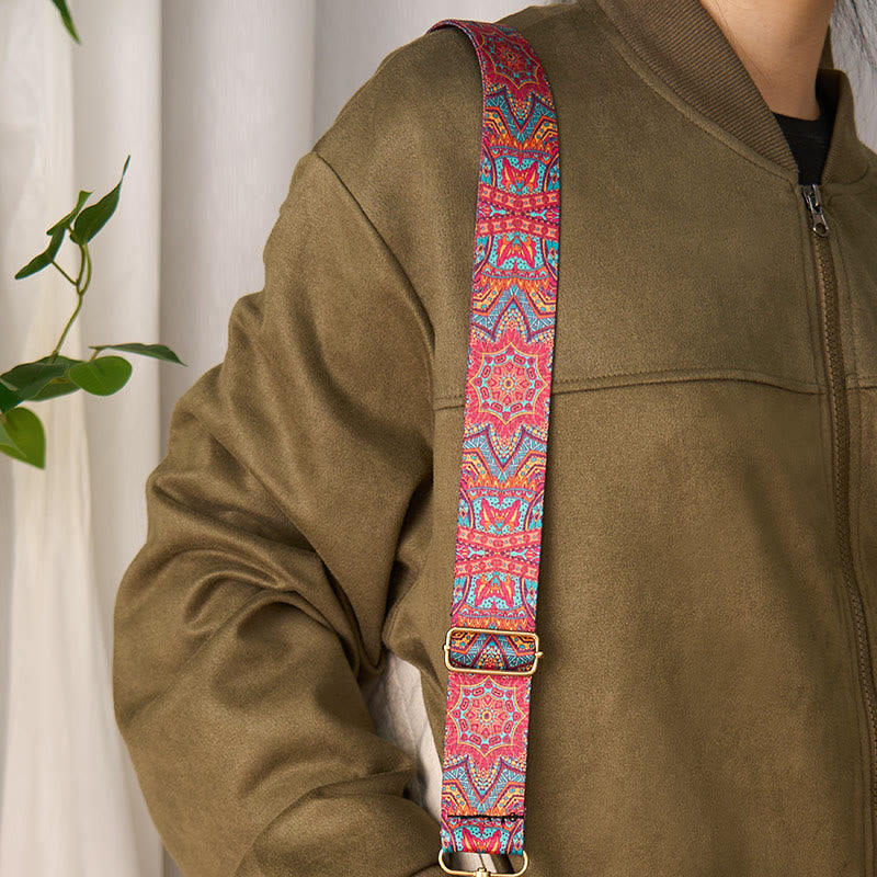 Buddha Stonesボヘミアンレッドマンダラ幾何学模様調節可能ハンドバッグクロスボディショルダーバッグ財布ストラップ交換用 - image 5