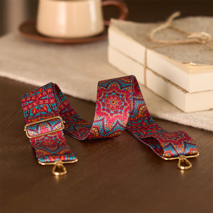 Buddha Stonesボヘミアンレッドマンダラ幾何学模様調節可能ハンドバッグクロスボディショルダーバッグ財布ストラップ交換用 - image 3