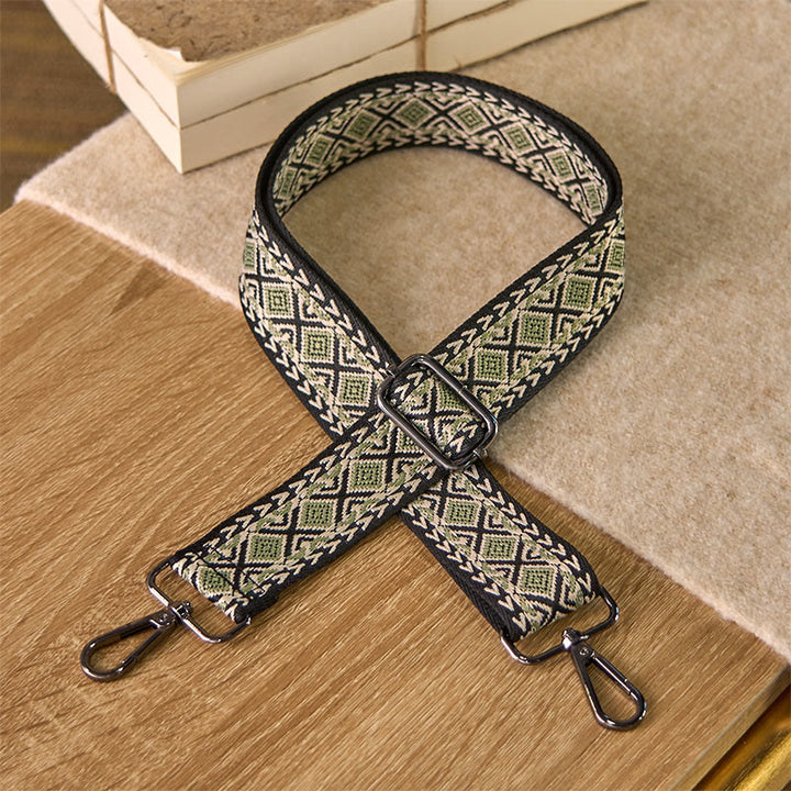 Buddha Stonesボヘミアン ダイヤモンド ロンバス ストライプ 幾何学模様 調節可能 ハンドバッグ クロスボディ ショルダーバッグ ストラップ 交換用 - ライトグリーン - 75～145cm×3.8cm - image 6