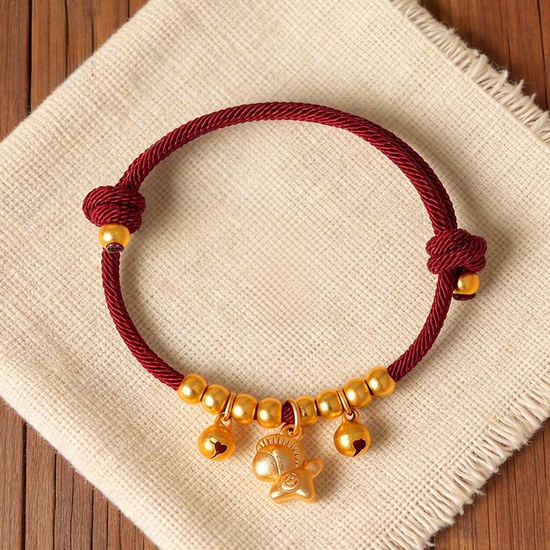 Buddha Stones午年 複数の馬のスタイル ロープ 幸運 強さ 調節可能 ブレスレット - image 0