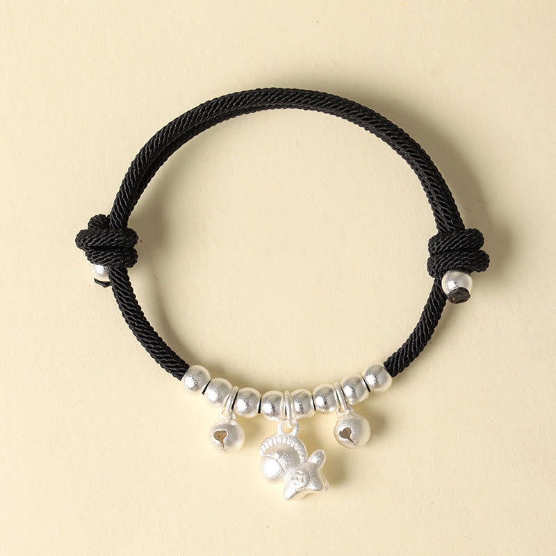 Buddha Stones午年 複数の馬のスタイル ロープ 幸運 強さ 調節可能 ブレスレット - シルバーホースブラックロープ - image 10