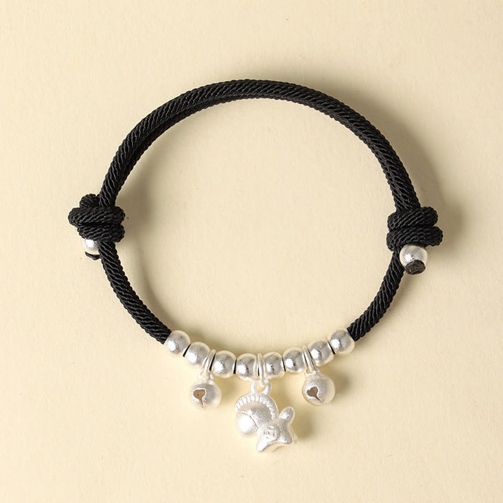 Buddha Stones午年 複数の馬のスタイル ロープ 幸運 強さ 調節可能 ブレスレット - シルバーホースブラックロープ - image 10