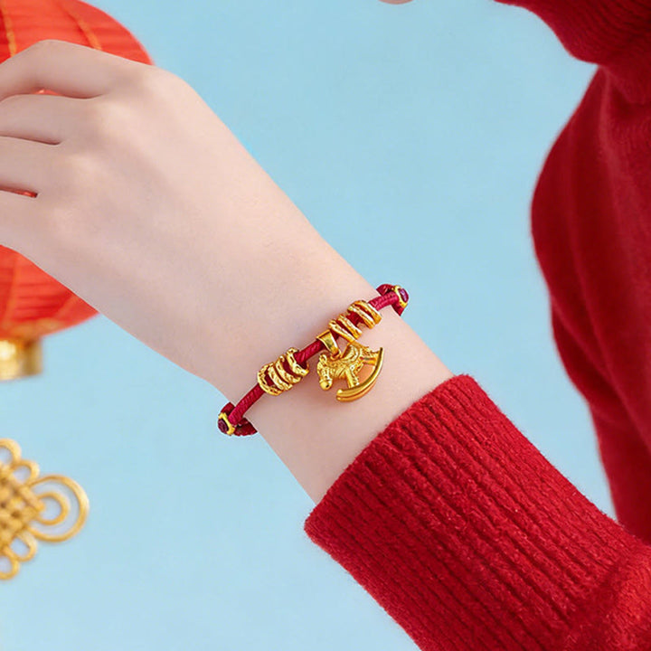 Buddha Stones午年 シンプル 馬 サークル チャーム ロープ 信仰 ブレスレット - image 11